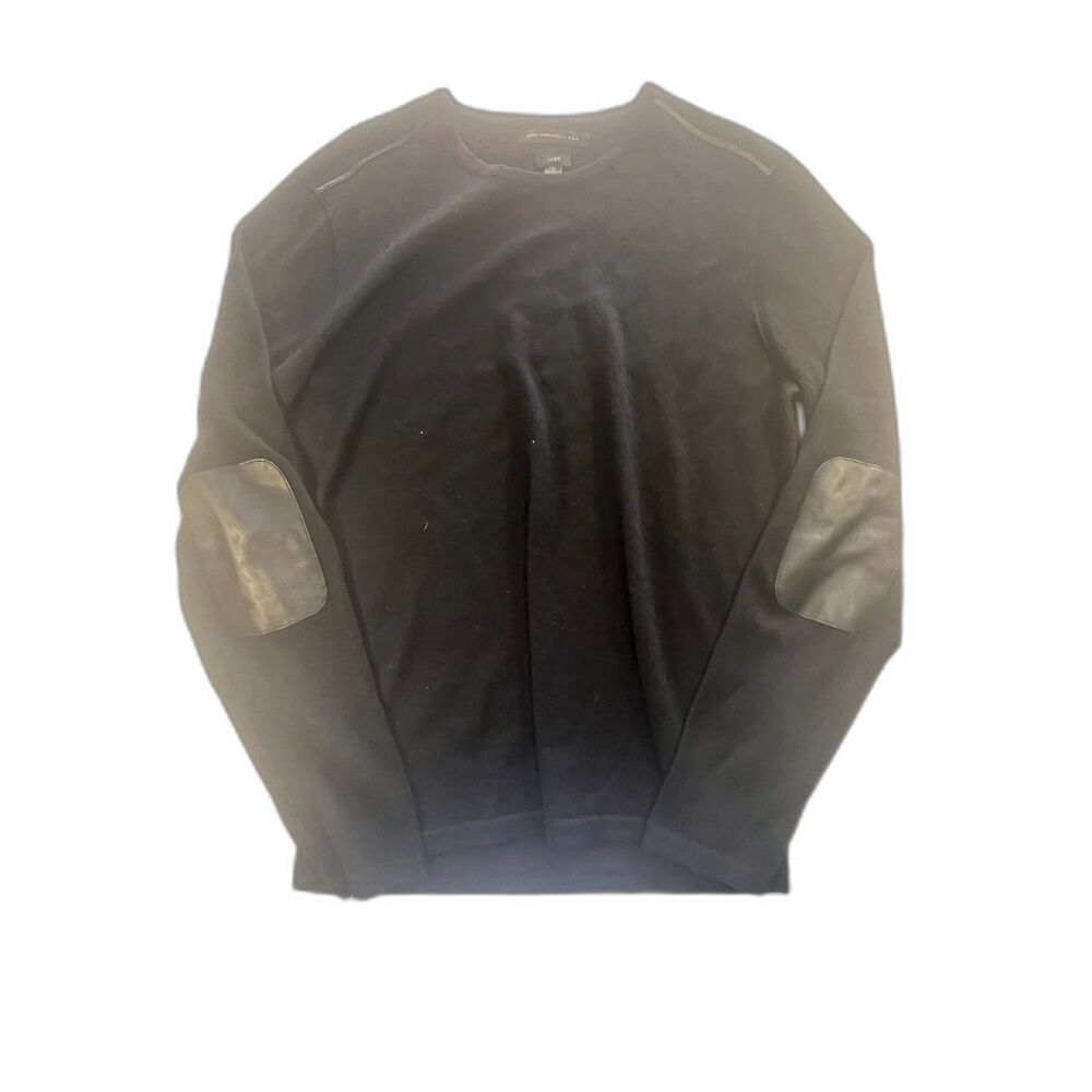John Varvatos Luxe Merino Wool Sweater Leather Elbow Patches Men's Size M